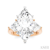 1 1/10 Ctw Marquise Shape Trillion and Round Cut Diamond Semi-Mount Engagement Ring in 14K Rose and White Gold